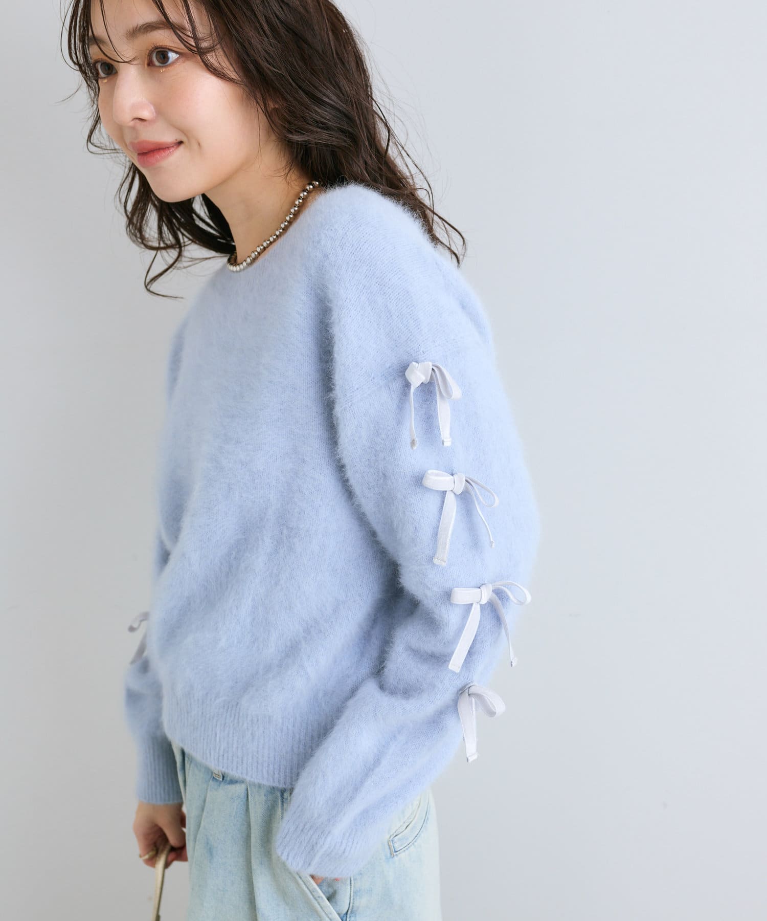 5thLOVE】メニーリボンスリーブヘアリーニット | La boutique BonBon