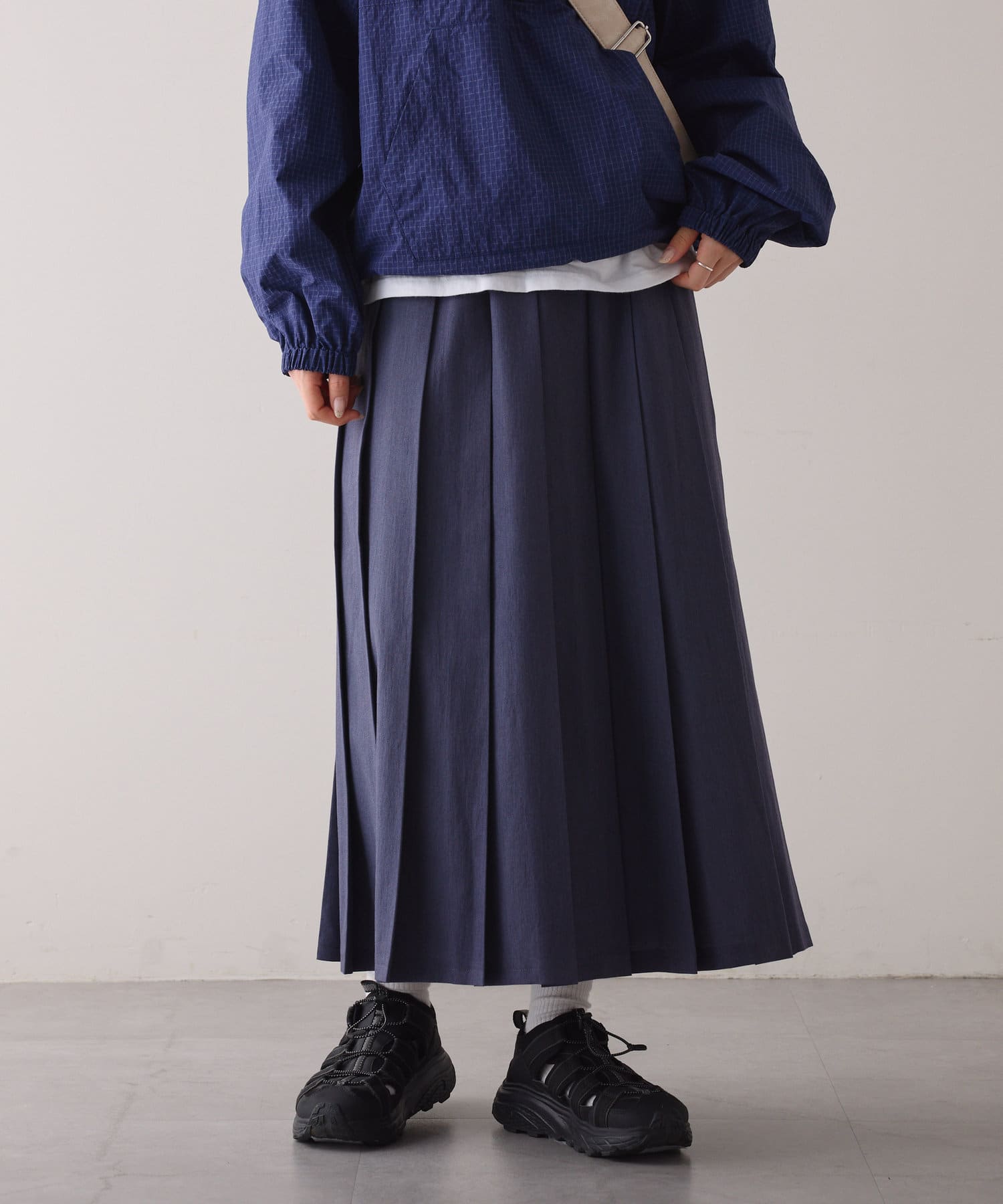 新色登場！】すっきり見えチェックプリーツイージースカート