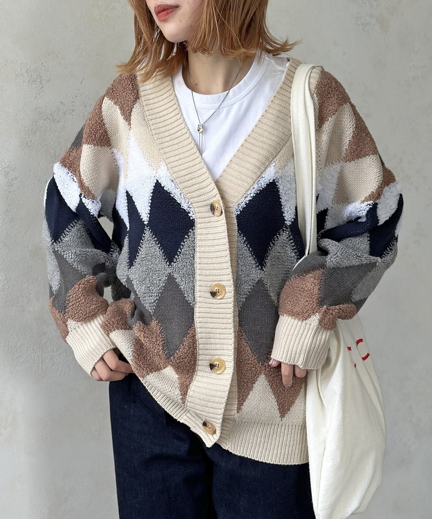 サガラアーガイルニットカーディガン | CPCM(シーピーシーエム