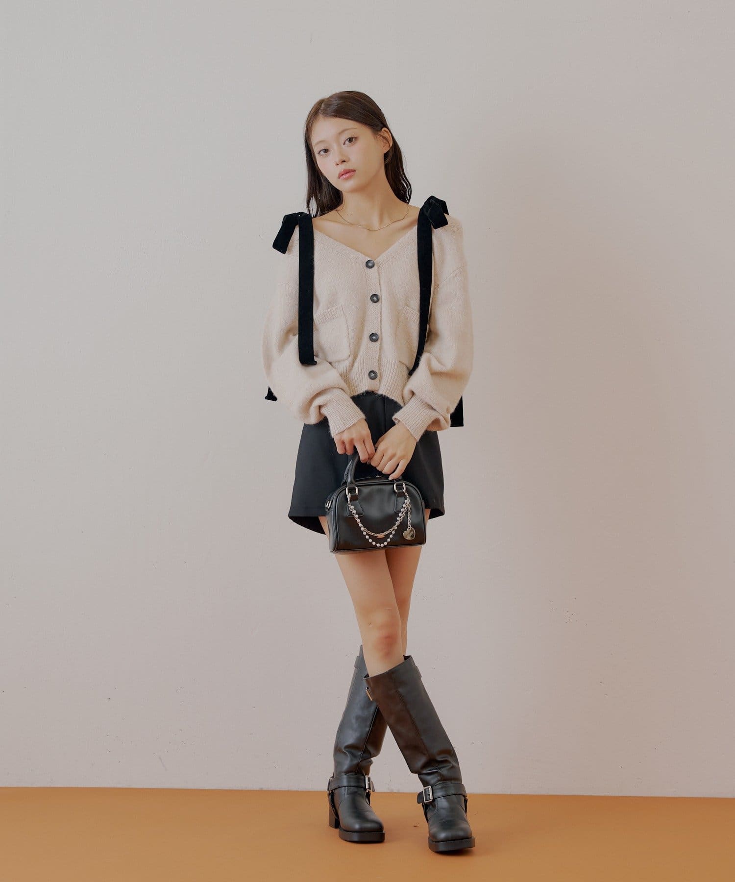 ポケット付き肩リボンルーズニットカーディガン | Chico(チコ