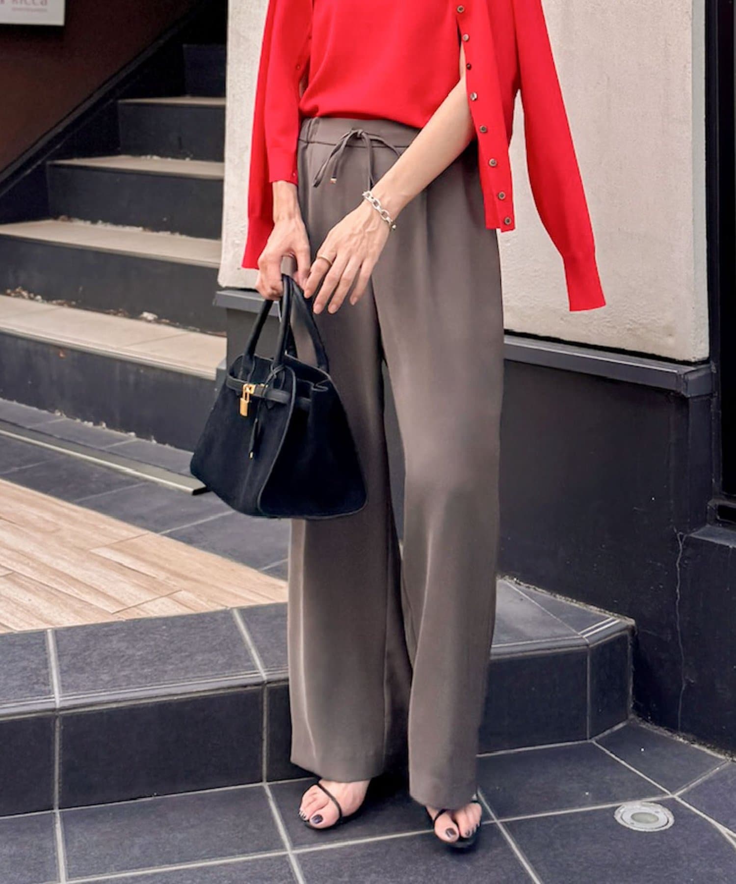 セットアップ対応》ウォッシャブルダブルクロスサテンイージーワイド