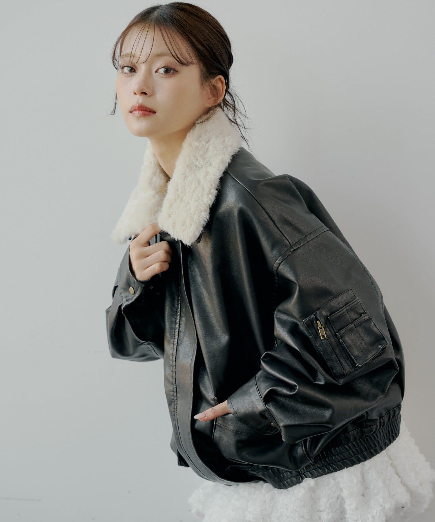 ミリタリーレザージャケット/ファー取外し可能 | Chico(チコ