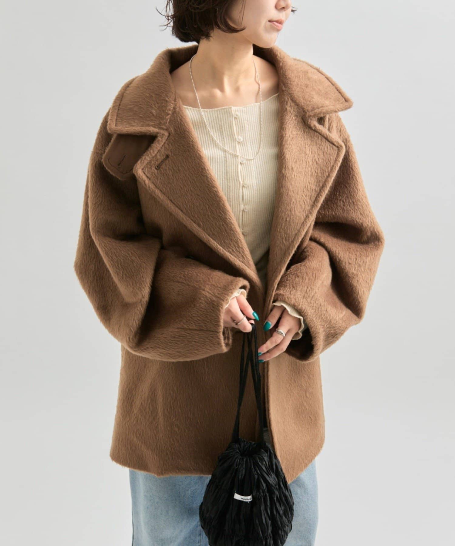 ウール混 シャギーミドルコート | mystic(ミスティック)レディース