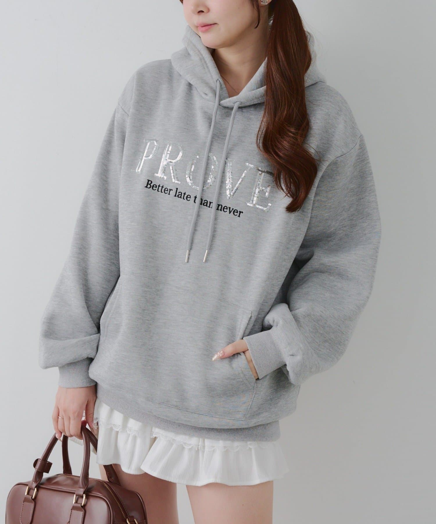 キラキラロゴ裏起毛BIGパーカー | Remind me and forever(リマインド