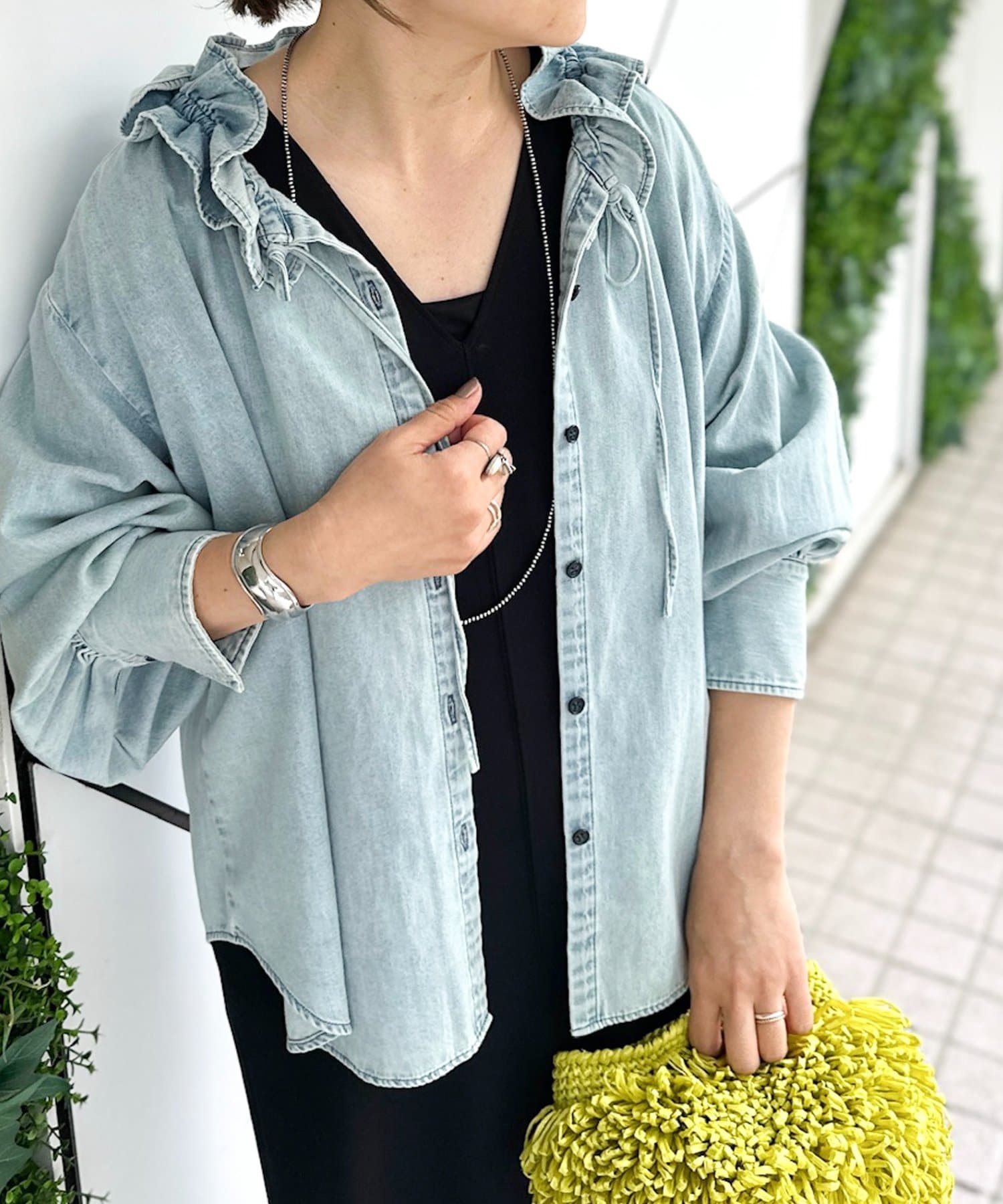 RM denim】フリルギャザーデニムブラウス | NOLLEY'S(ノーリーズ