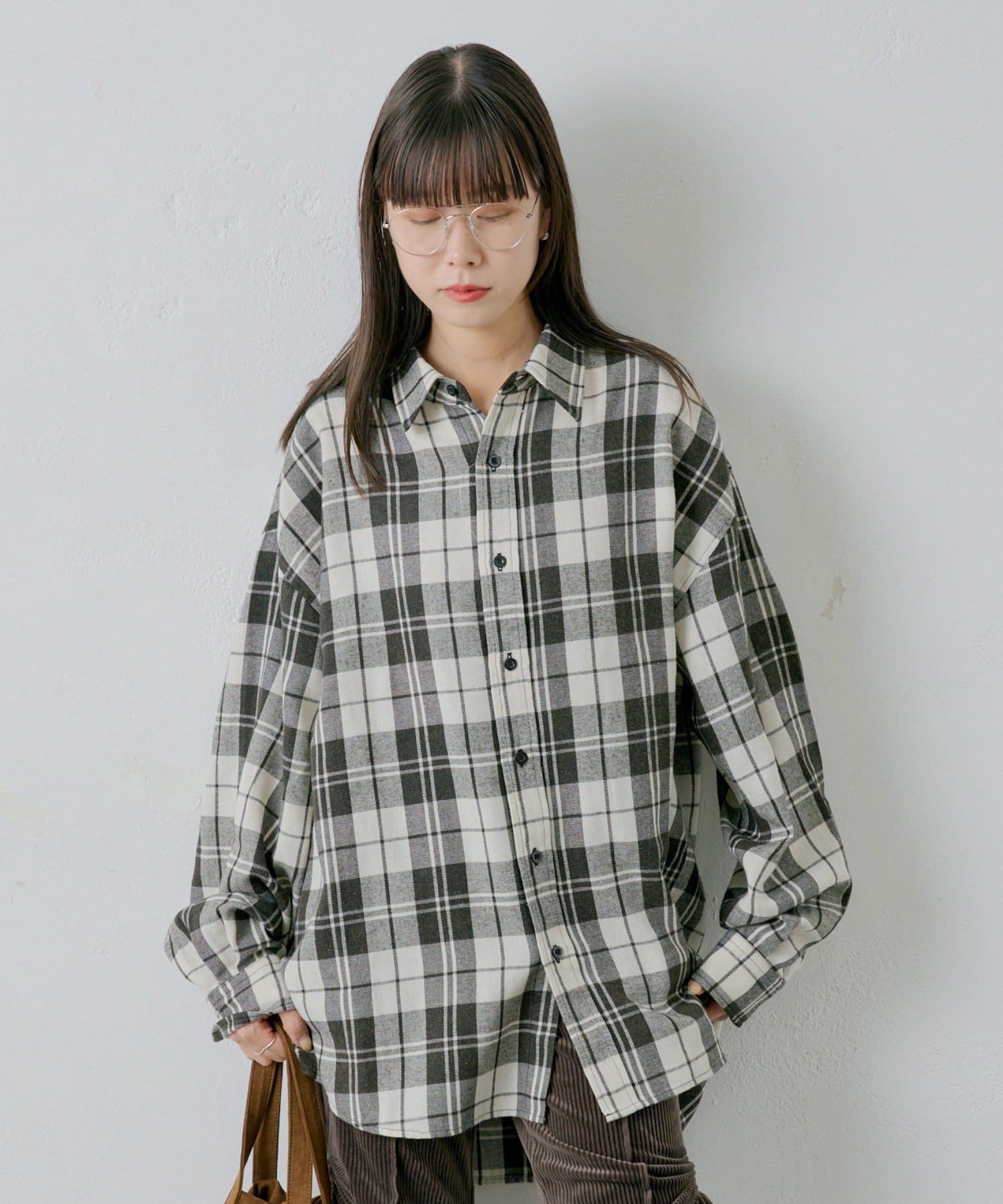 Kastane】【WHIMSIC】アシッドウォッシュフランネルチェックシャツ
