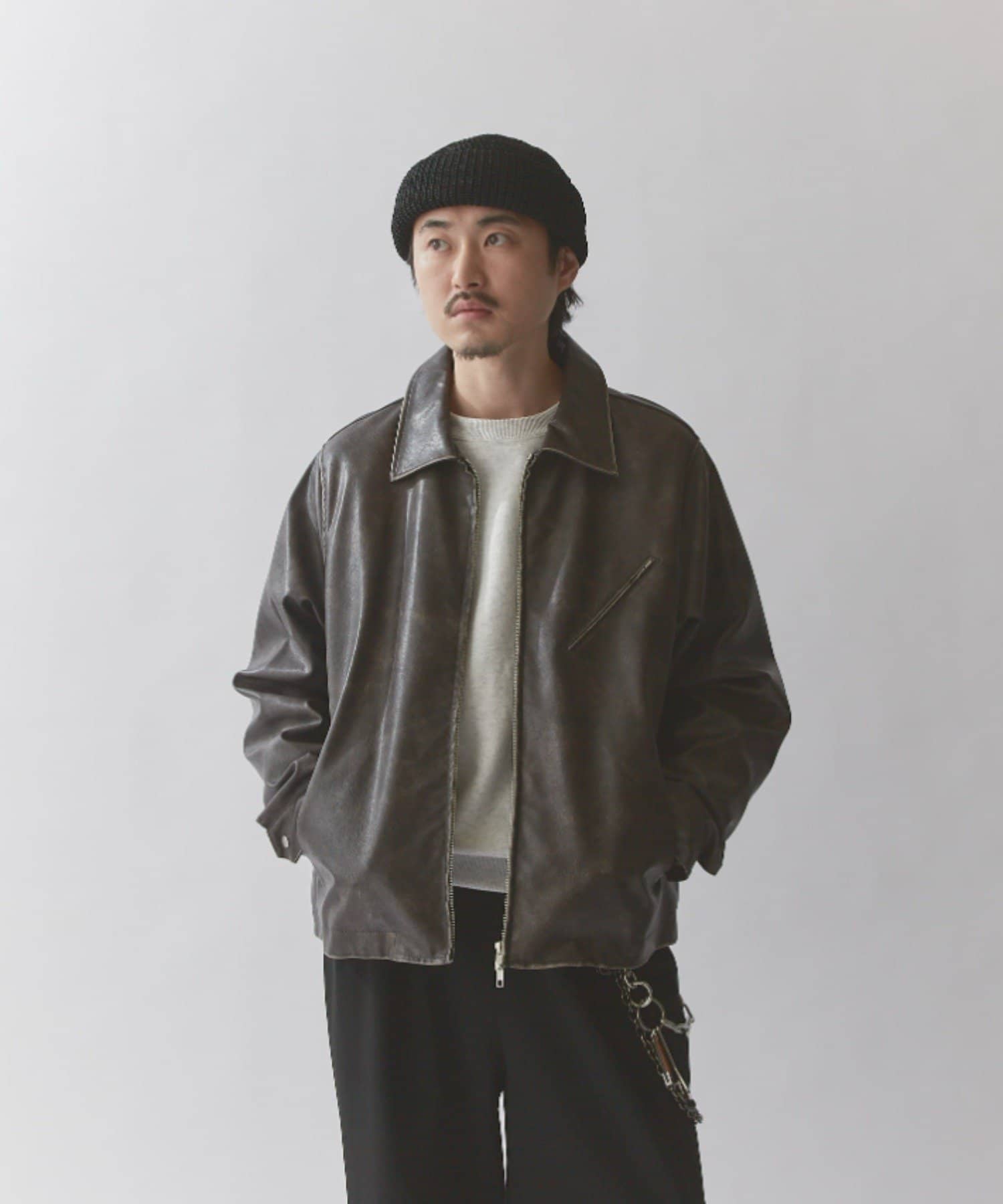 グランジシンセティックレザーZIPブルゾン | Lui's(ルイス)メンズ