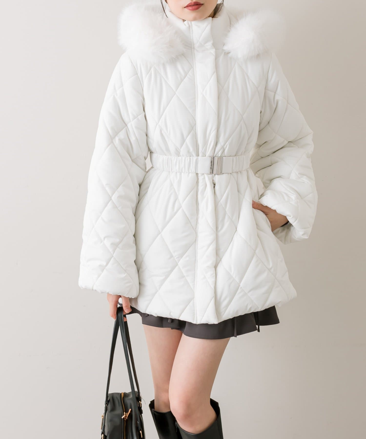 完売カラー再販開始！】ベルト付きキルトコート | OLIVE des OLIVE