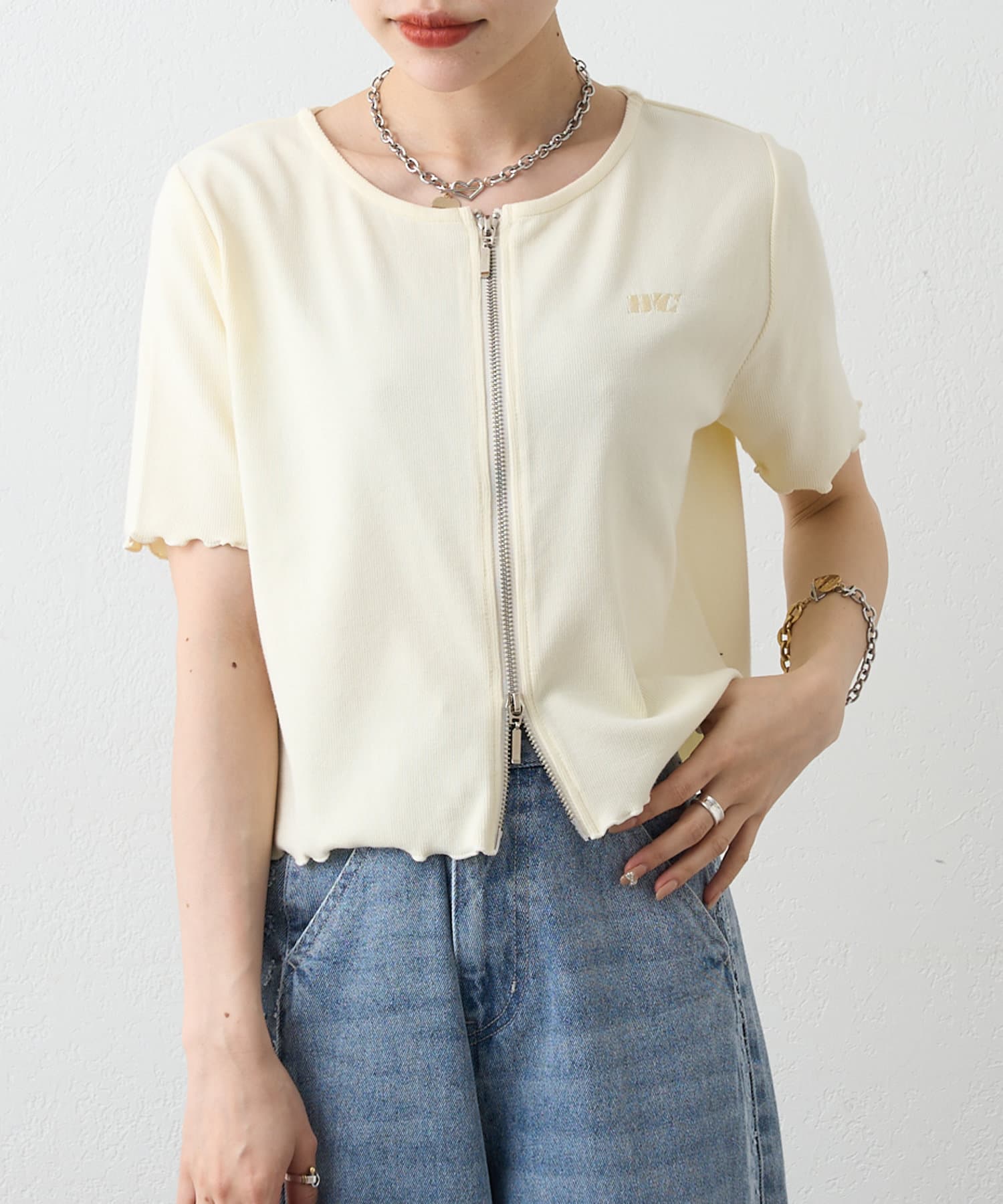 新色追加！7色展開】半袖W ZIPリブカーデ | w closet(ダブル