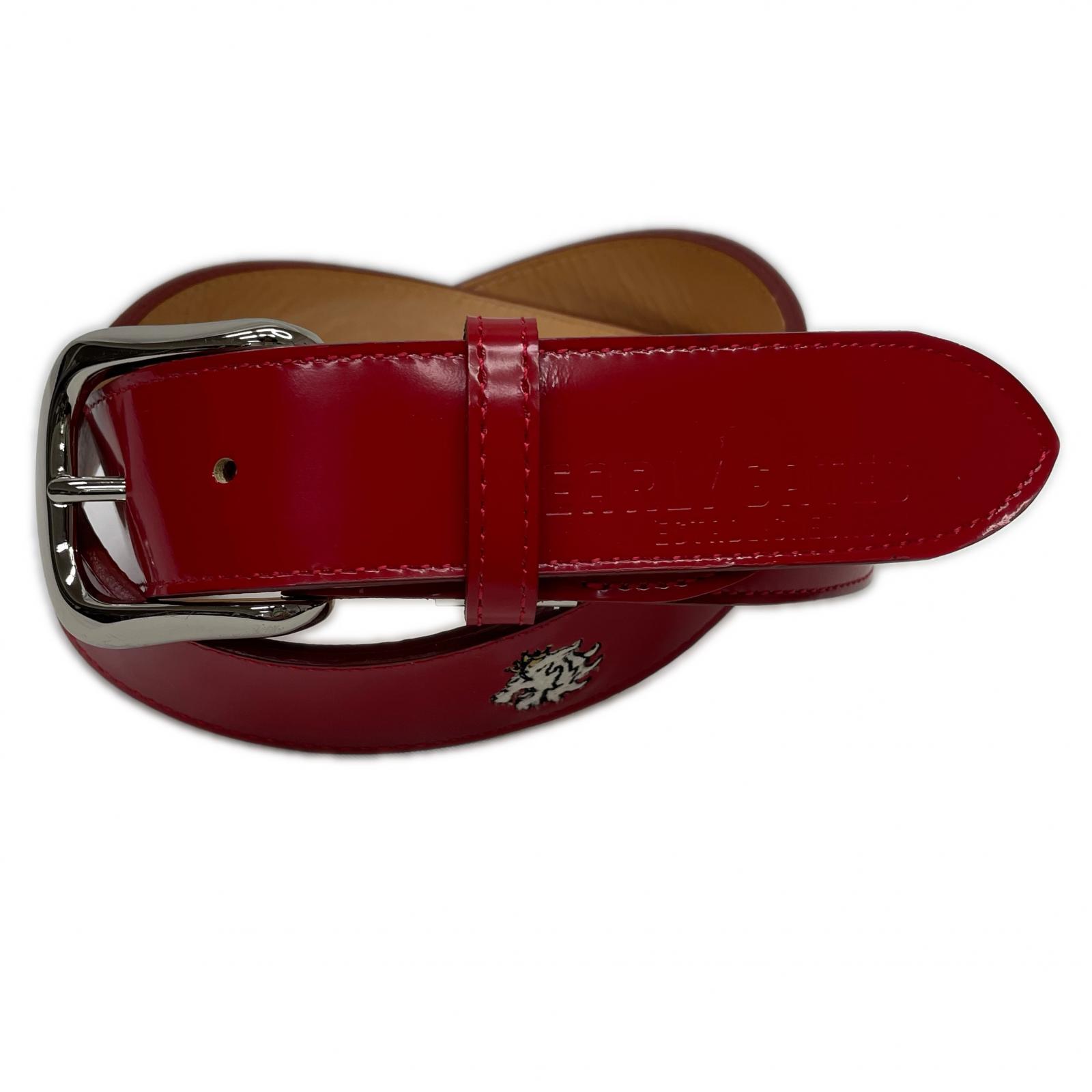 中古 パーリーゲイツ PEARLY GATES ベルト 赤 レッド エナメル ロゴ