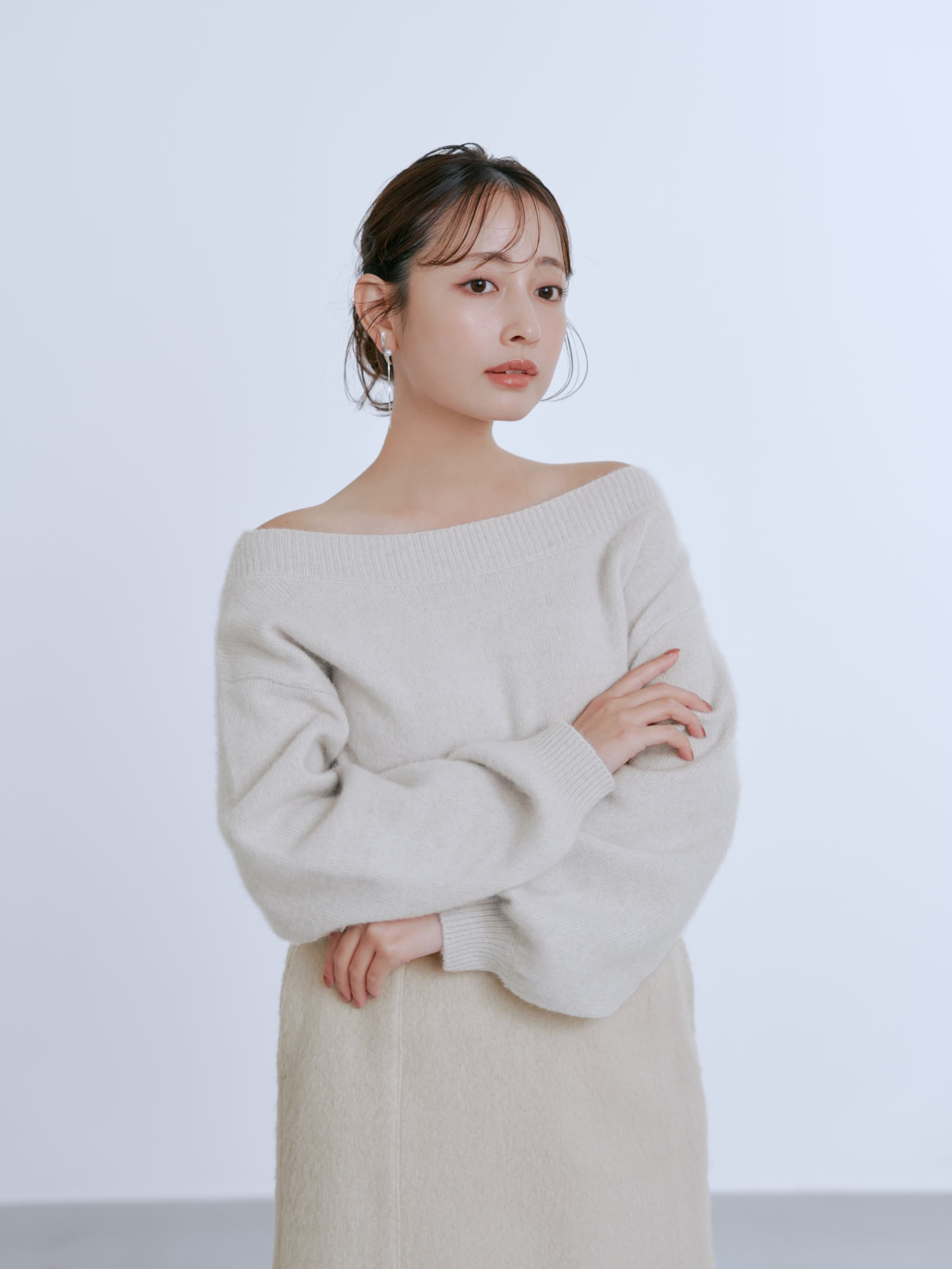 フォックスアンゴラ2wayネックニット | 小柄・低身長女性向け