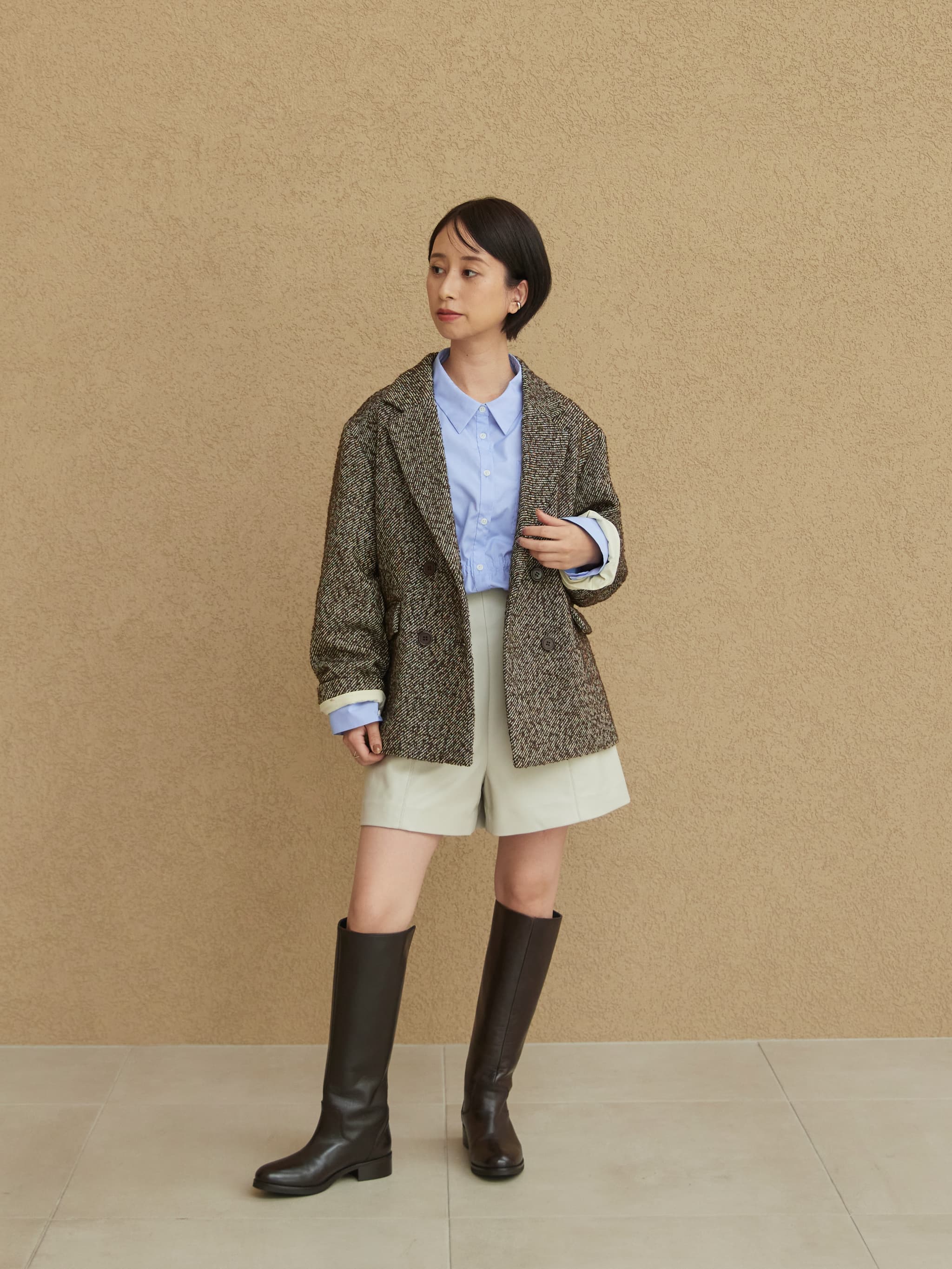 ネップツイードジャケットコート | 小柄・低身長女性向けファッション