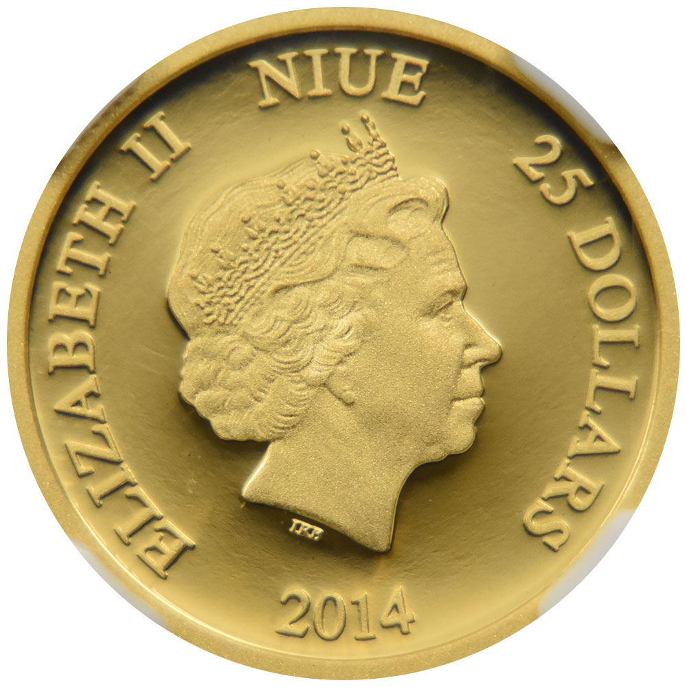 ニウエ 2014 エリザベス2世 25ドル1/2オンス 金貨 NGC PF 70 ULTRA