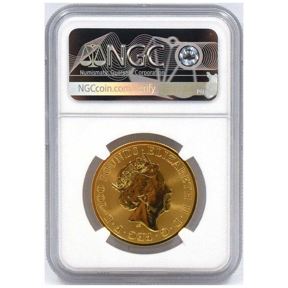 イギリス 2020 エリザベス2世 100ポンド1オンス 金貨 NGC PF70UC メイ