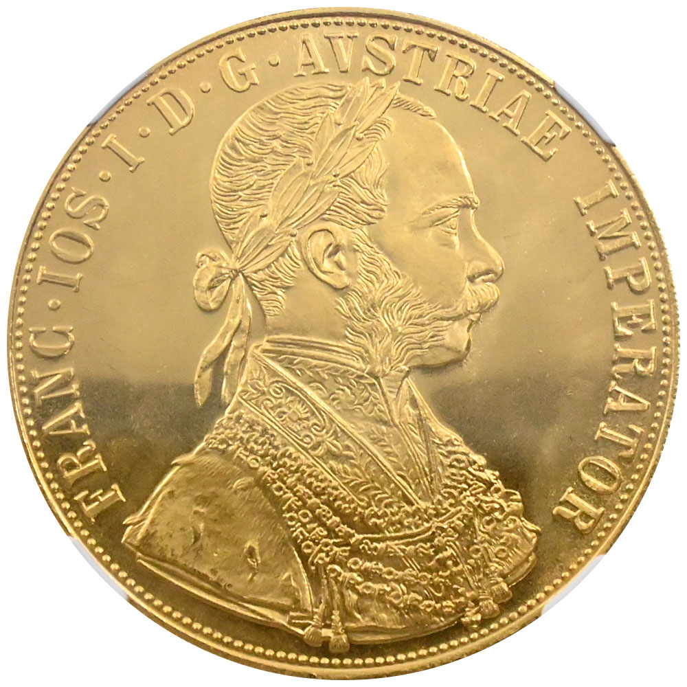 オーストリア 1915 フランツ・ヨーゼフ1世 4ダカット 金貨 NGC MS68