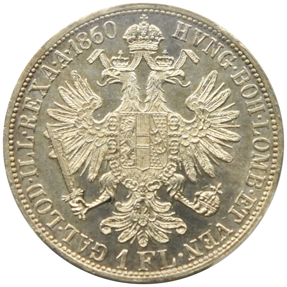 オーストリア 1860-A フランツ・ヨーゼフ1世 1フローリン 銀貨 PCGS