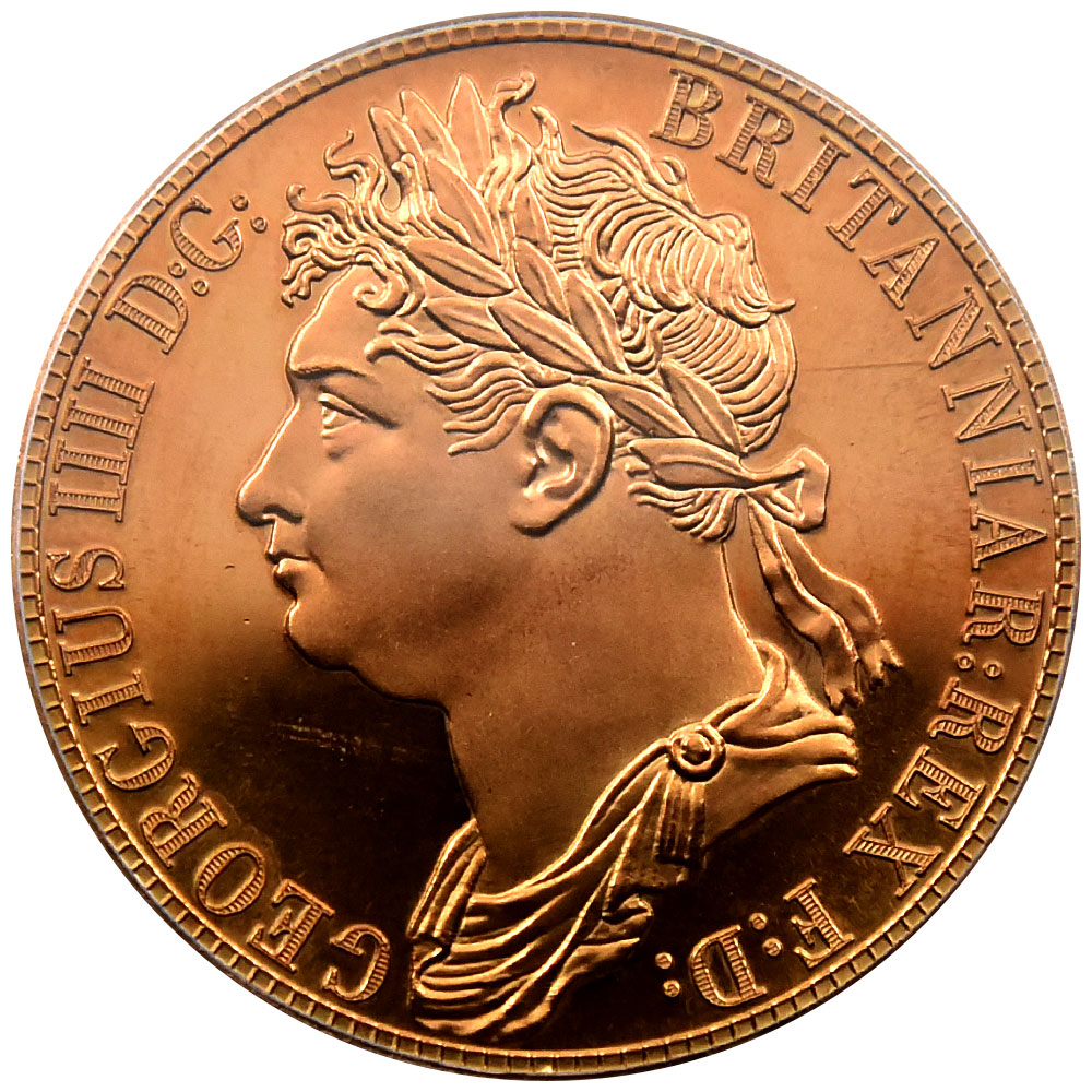 イギリス ”1830” ジョージ4世 クラウン 黄銅貨 PCGS MS67 ドラゴン