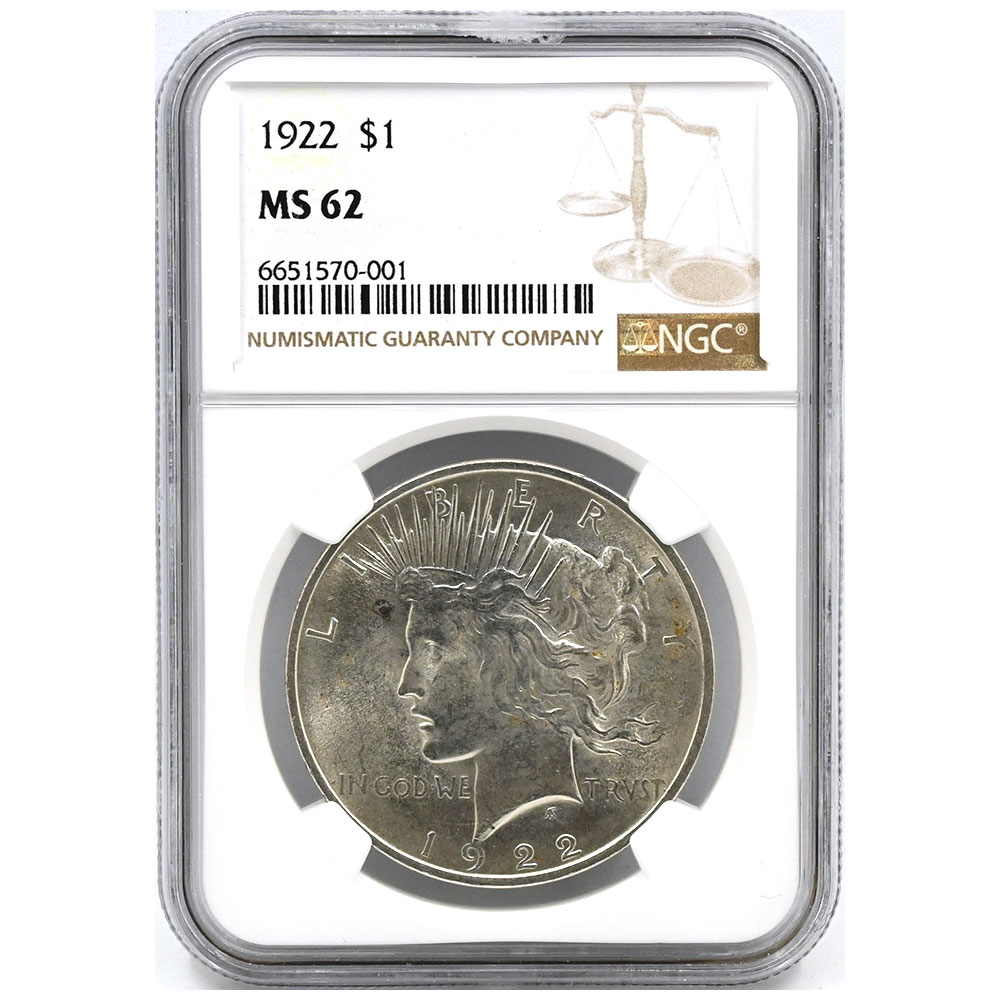 アメリカ 1922 1ドル 銀貨 NGC MS62 シルバーイーグル 自由の女神