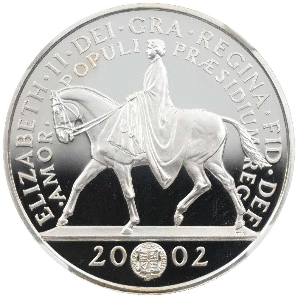 イギリス 2002 エリザベス2世 5ポンド 銀貨 NGC PF70UC ゴールデン