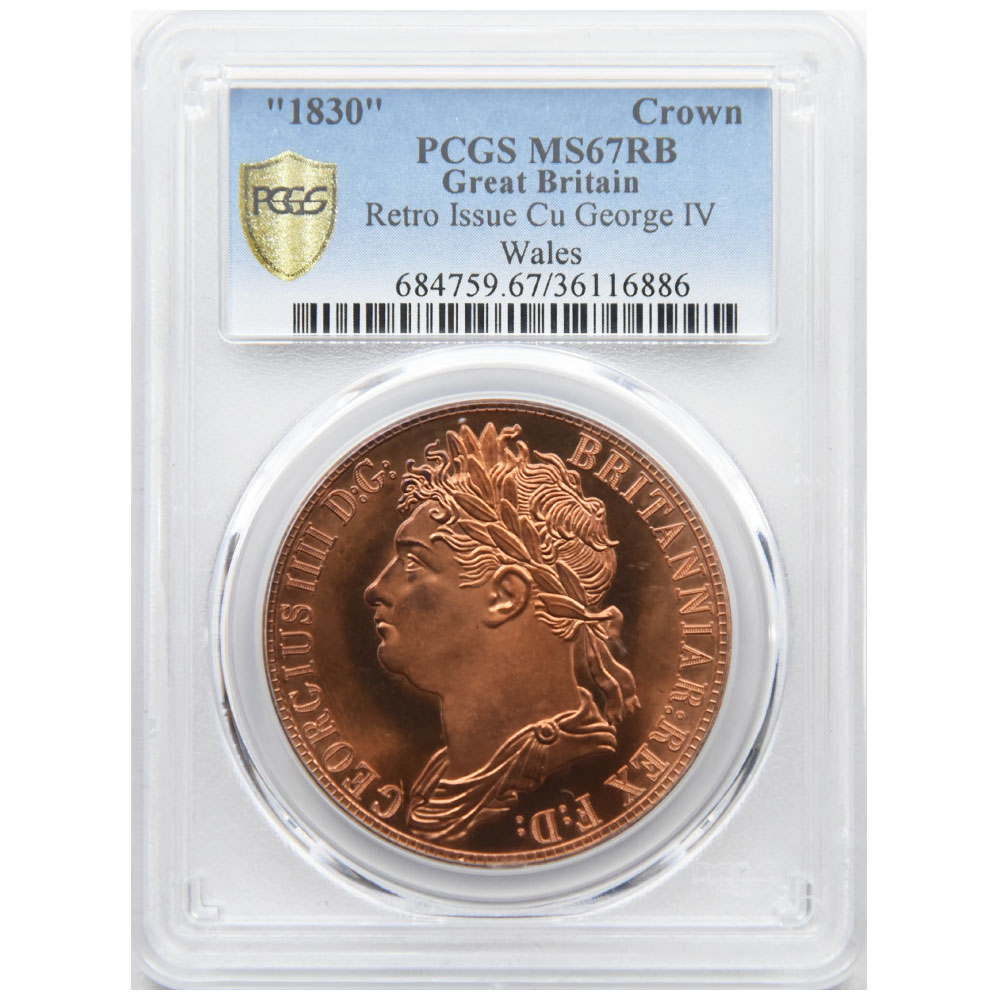 イギリス 1830 ジョージ4世 クラウン 銅貨 PCGS MS67RB ウェールズ