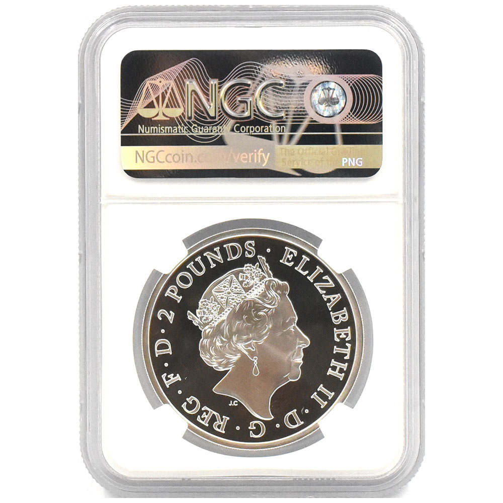 イギリス 2021 エリザベス2世 2ポンド 銀貨 NGC PF70UC クイーンズ