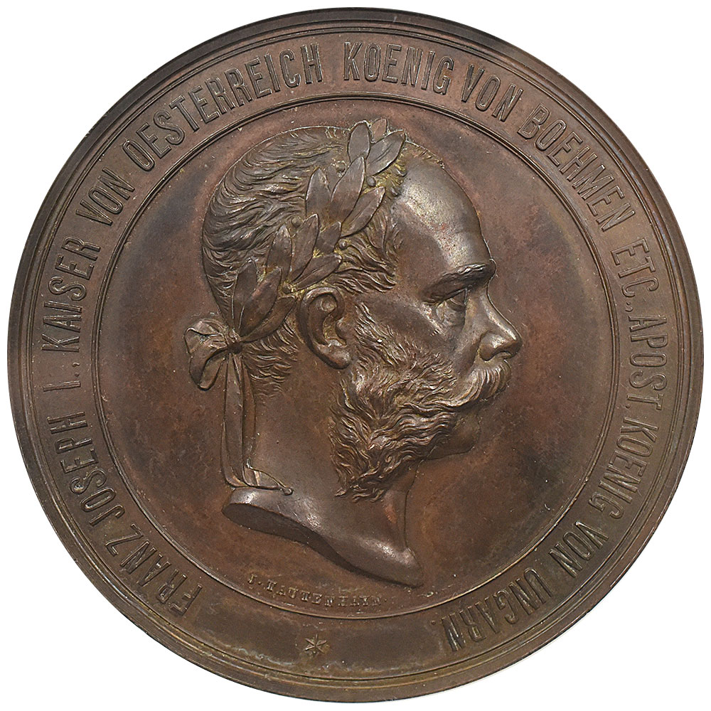オーストリア 1873-DATED フランツ・ヨーゼフ1世 銅メダル NGC MS61BN