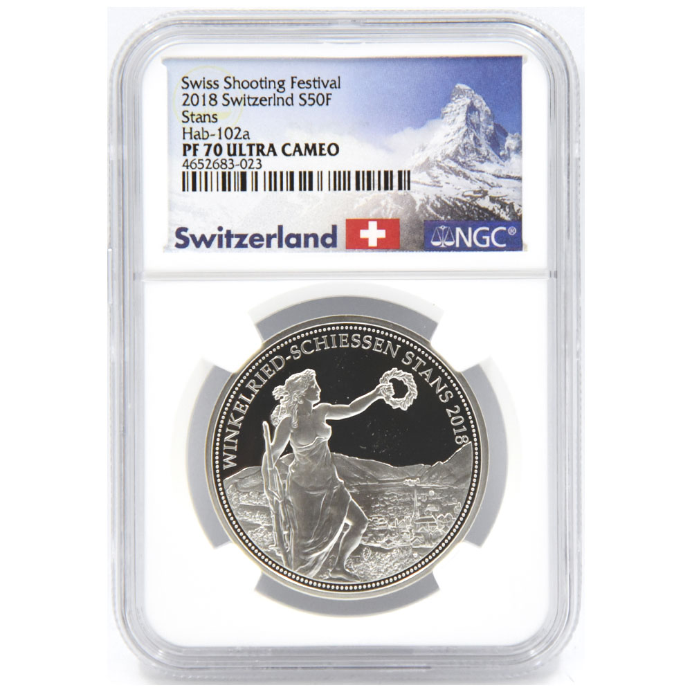 スイス 2018 50フラン 銀貨 NGC PF 70 ULTRA CAMEO シュタンス射撃祭