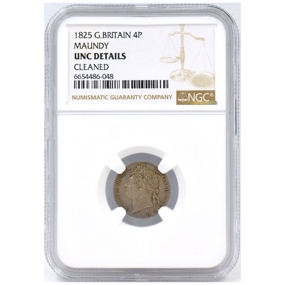 イギリス 1825 ジョージ4世 4ペンス 銀貨 NGC UNC DETAILS MAUNDY
