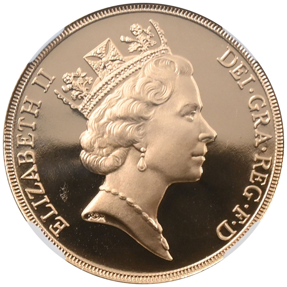 イギリス 1990 エリザベス2世 2ソブリン 金貨 NGC PF70UC 聖ジョージの