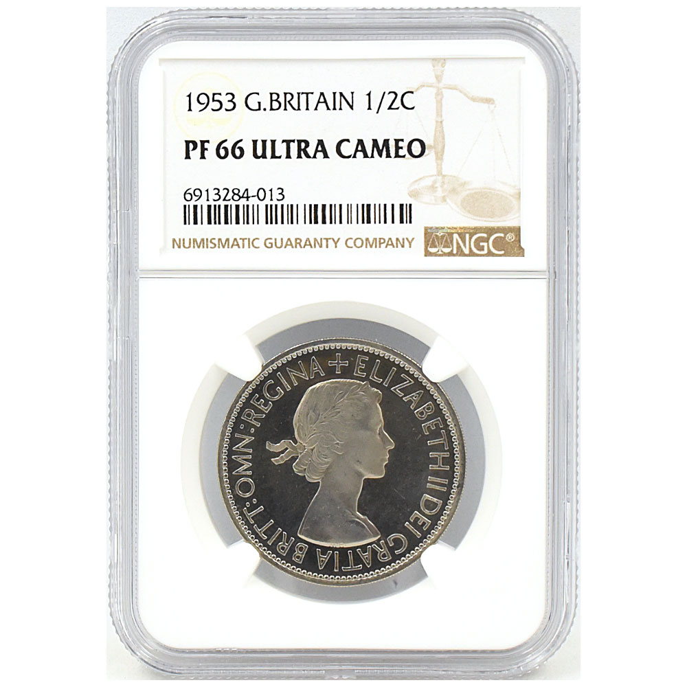 イギリス 1953 エリザベス2世 ハーフクラウン その他 NGC PF66UC 戴冠