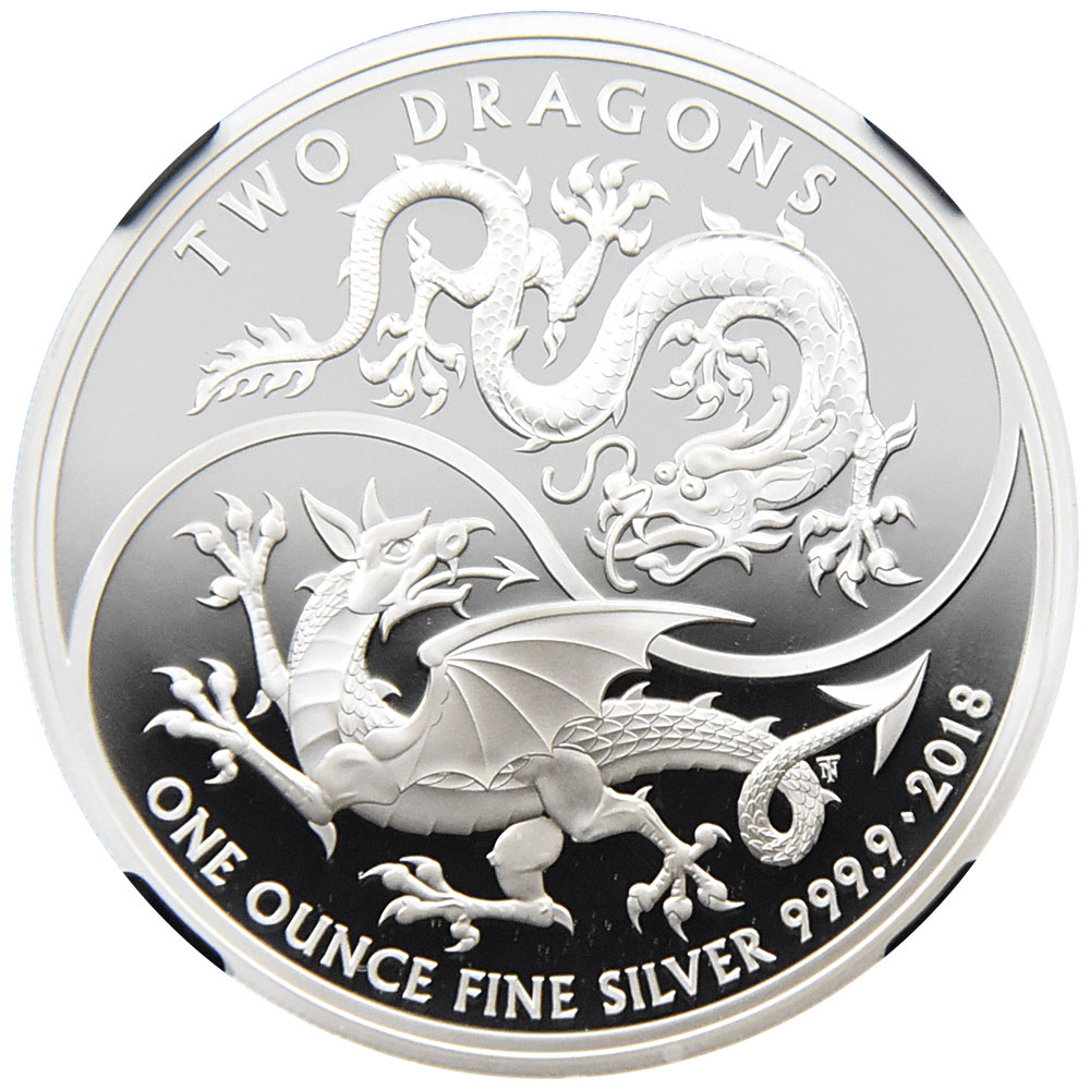 イギリス 2018 エリザベス2世 2ポンド 銀貨 NGC PF 70 ULTRA CAMEO 2匹