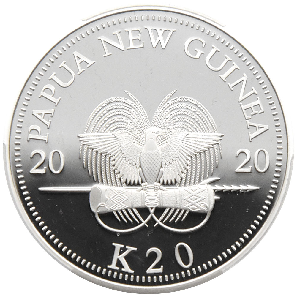 パプアニューギニア 2020 20キナ 銀貨 PCGS PR70DCAM 極楽鳥 43854441