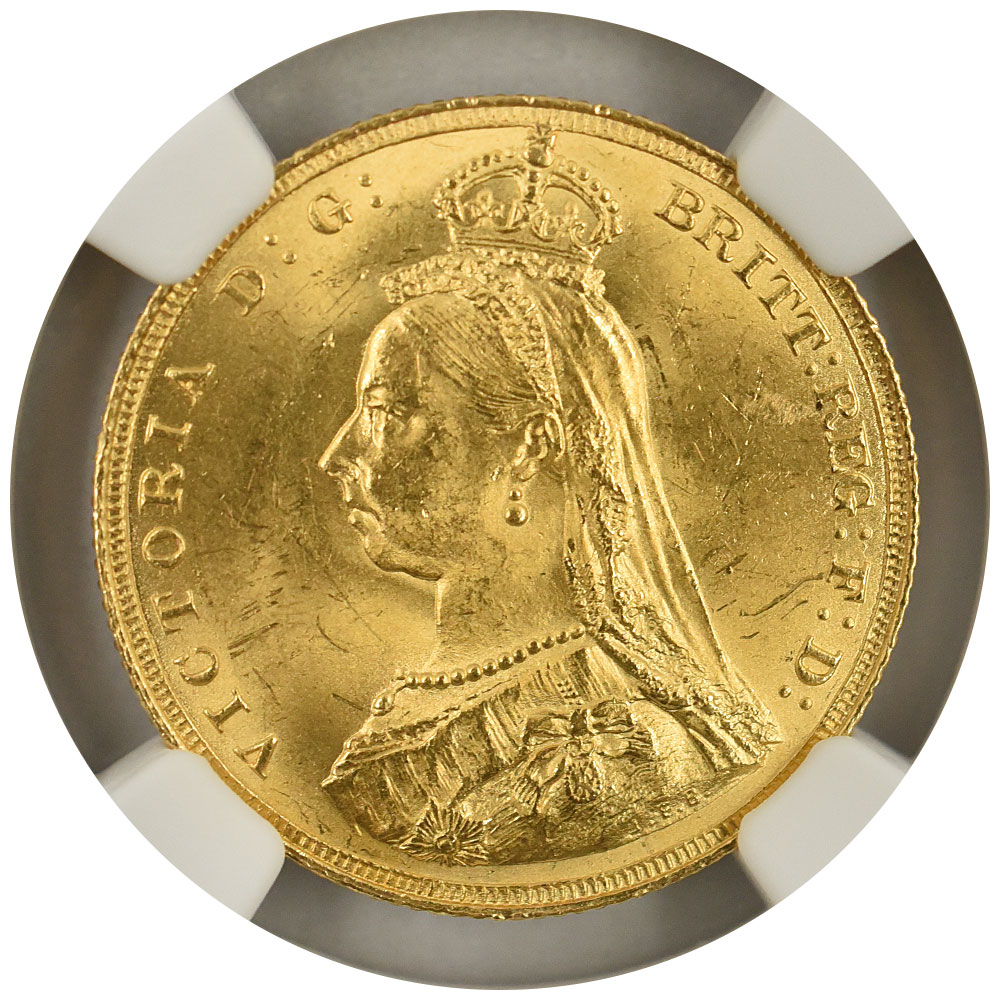 イギリス 1887 ヴィクトリア女王 1ソブリン 金貨 NGC MS63 ジュビリー