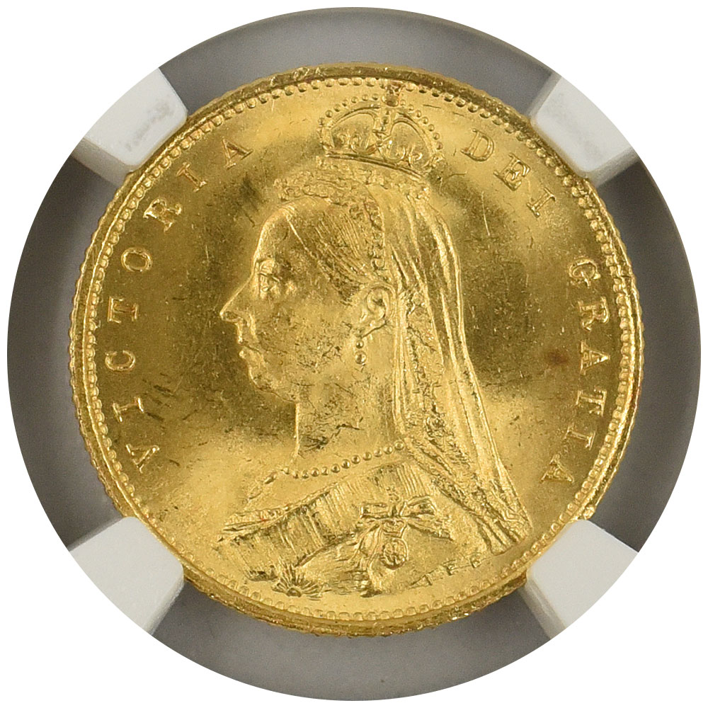 イギリス 1887 ヴィクトリア女王 1/2ソブリン 金貨 NGC MS64
