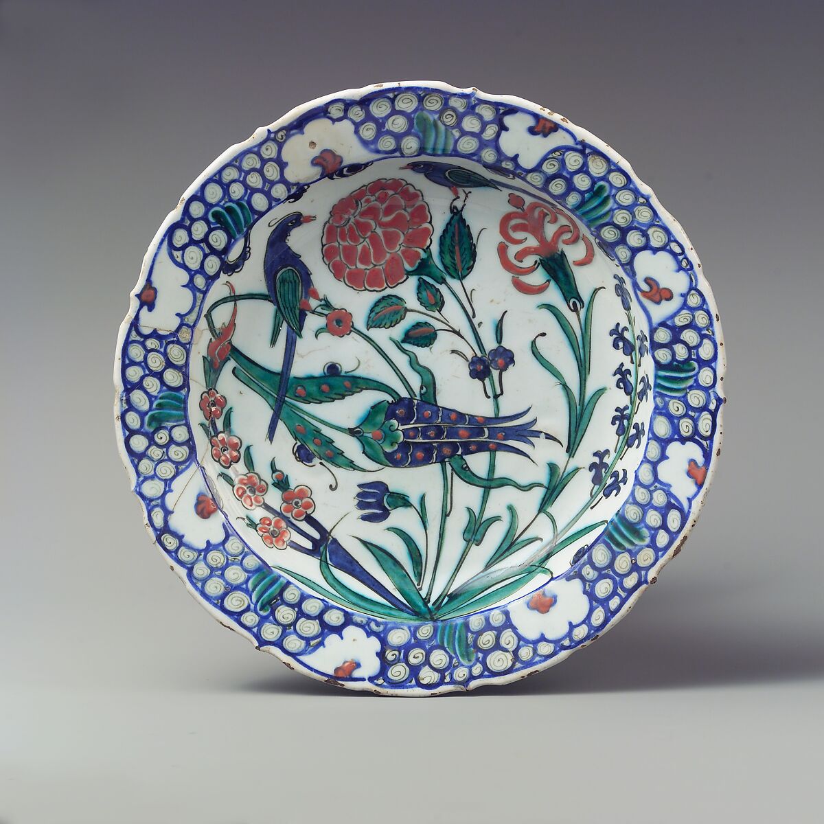 Dish Depicting Two Birds among Flowering Plants - The Metropolitan