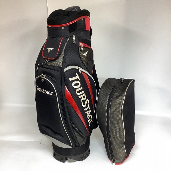 TourStage キャディバッグ 黒/赤 TOURSTAGE キャディバッグ 黒/赤/銀