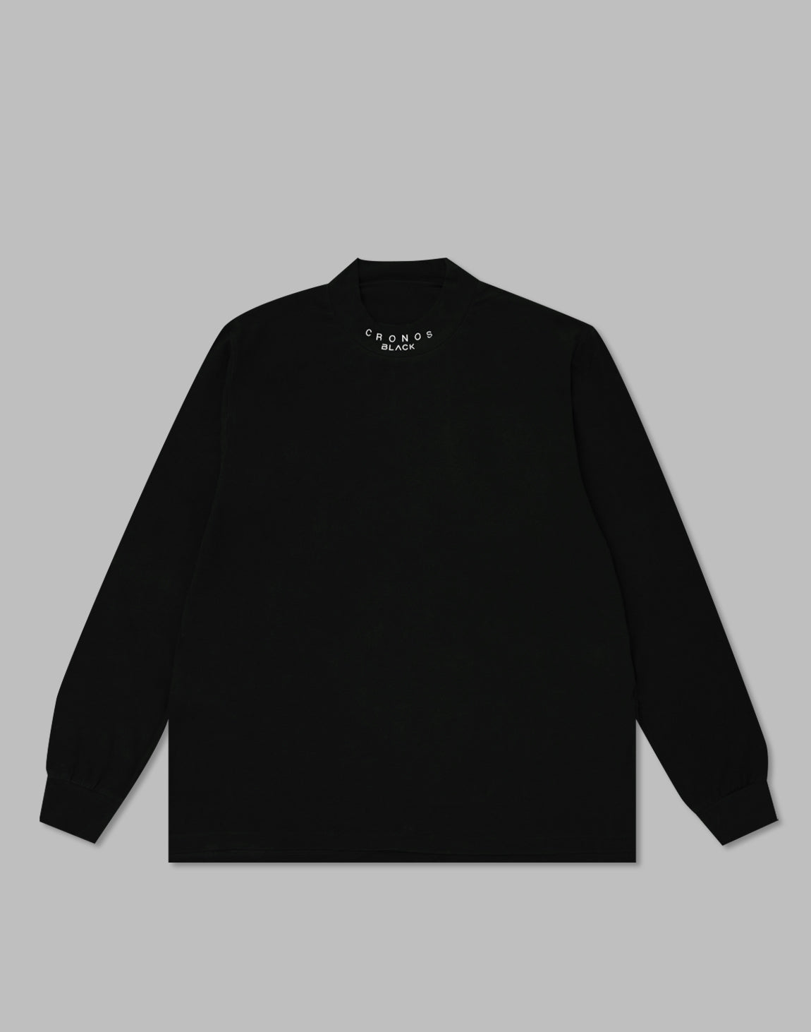 CRONOS BLACK MOCK NECK LONG SLEEVE T-SHIRT【BLACK】