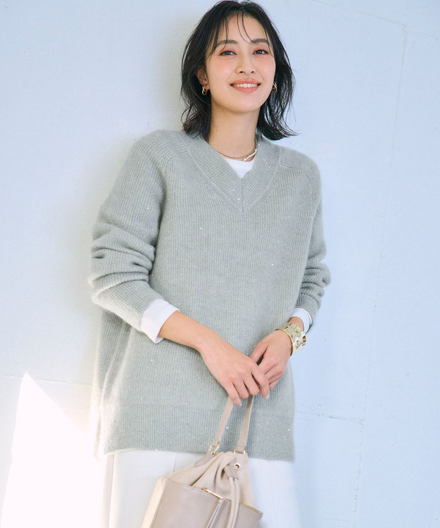 モヘヤミックススパングル Vネック ニット / 23区 | ファッション通販