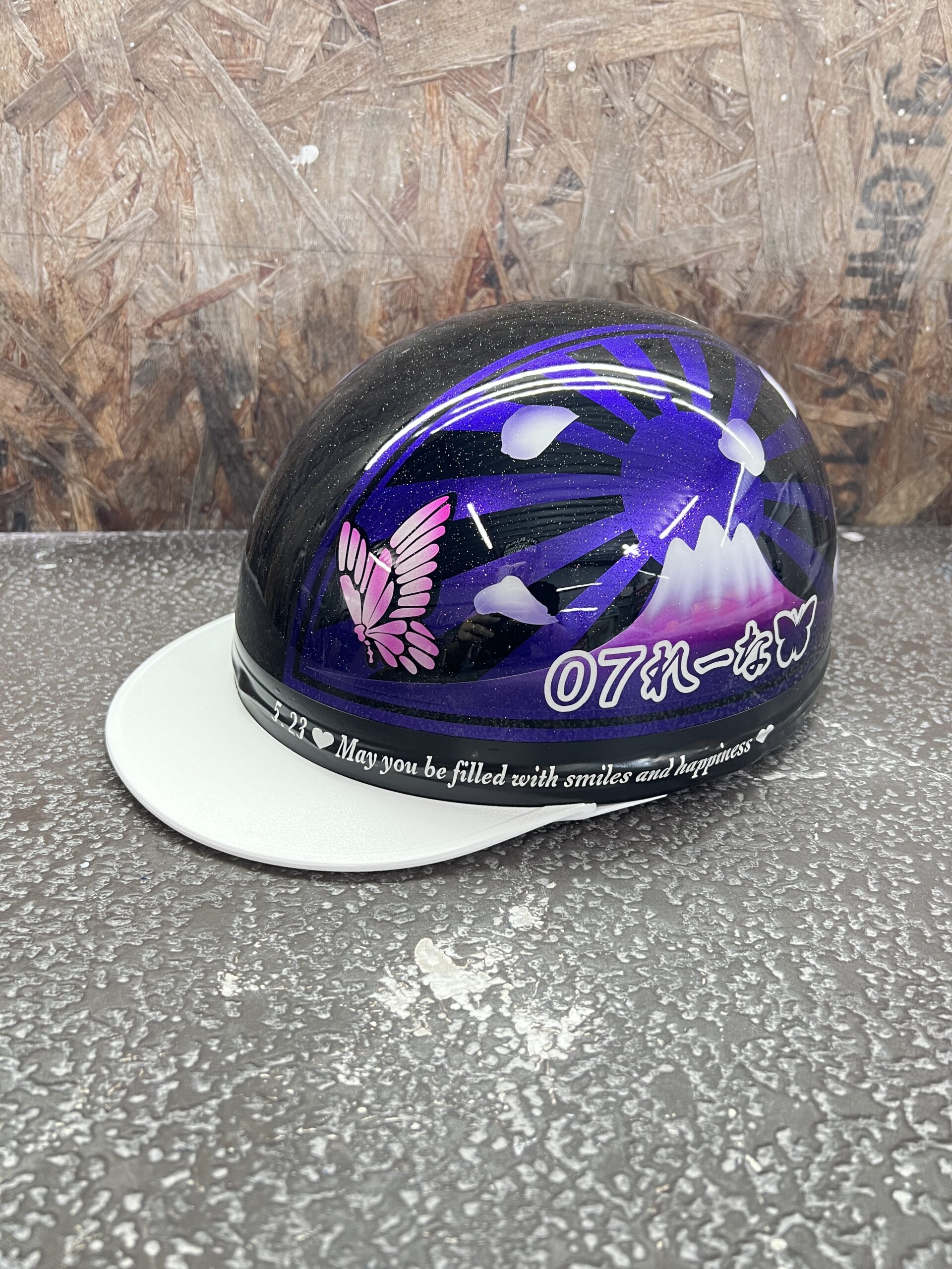 ブラックベース キャンディーパープルラメ ピンクグラデーション富士日