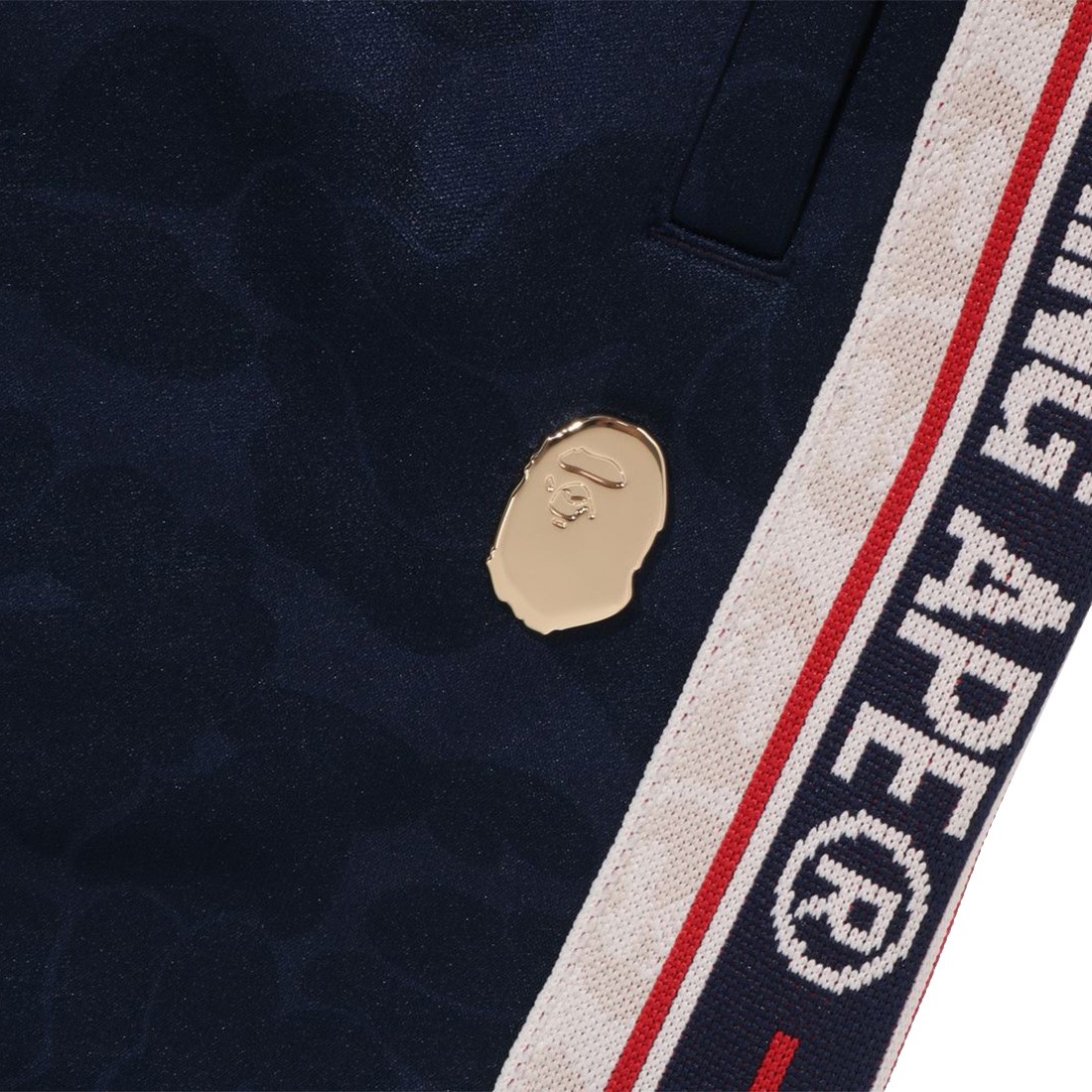 A Bathing Ape Men Tonal Solid Camo Track Pants navy