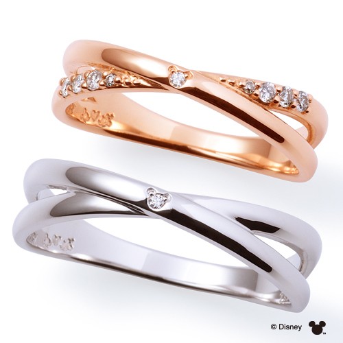 ディズニー 隠れミッキー / ピンクゴールド＆ホワイトゴールド ペア