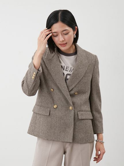 チェック金釦ダブルブレストブレザー(テーラードジャケット)｜アウター