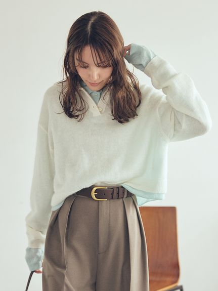 モヘア混シアーポロニットプルオーバー(ニット)｜トップス｜Mila Owen