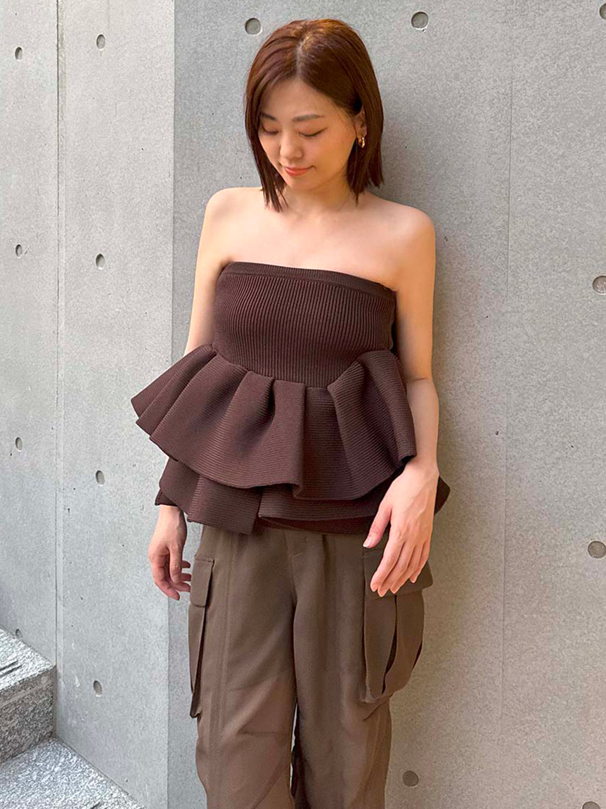 ラッフルニットベアトップ(ニット/カーディガン)｜トップス│styling