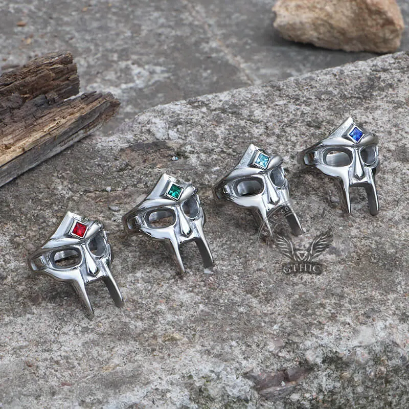 MF Doom Mask Gem-set Stainless Steel Ring | Parallel