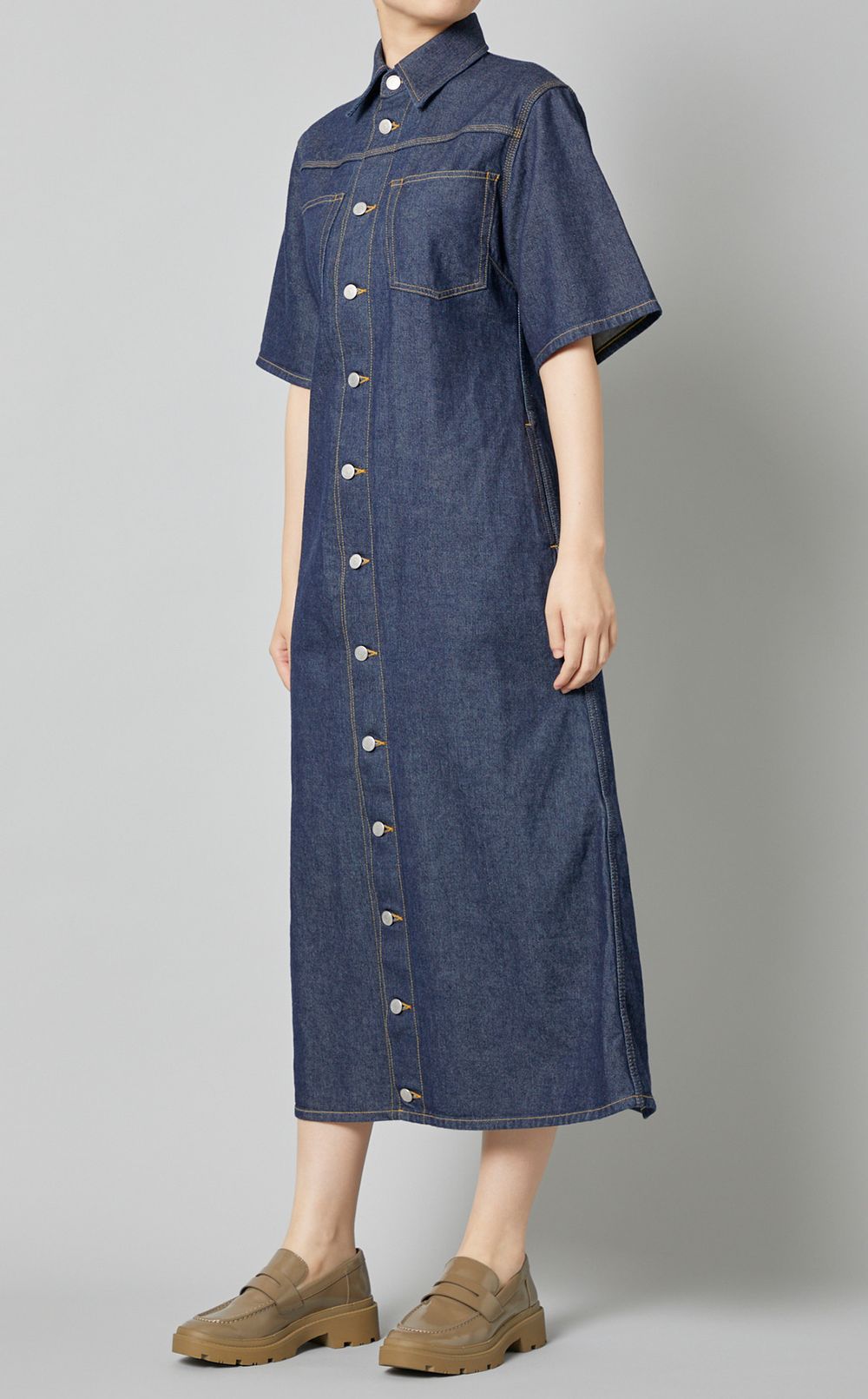 beautiful people｜デニムシャツロングワンピース