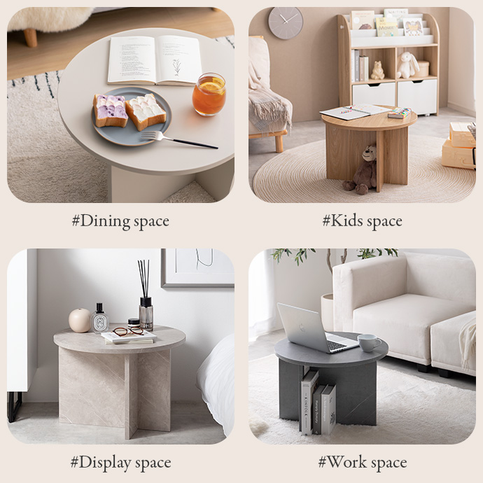 g134020]【幅55cm】Luna ラウンドセンターテーブル 木製テーブル