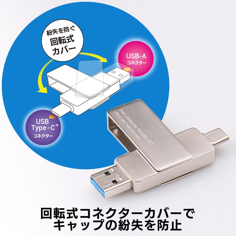 SSD 外付け 1TB USB Type-A / USB Type-C 両挿し スティック型