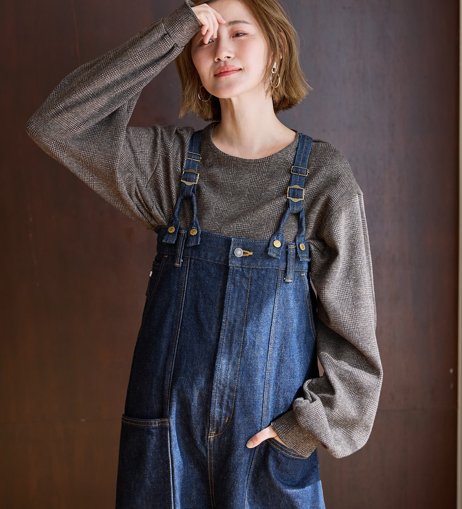 atelier SOMETHING W KNEE SALOPETTE/マルチウェイデニムベア