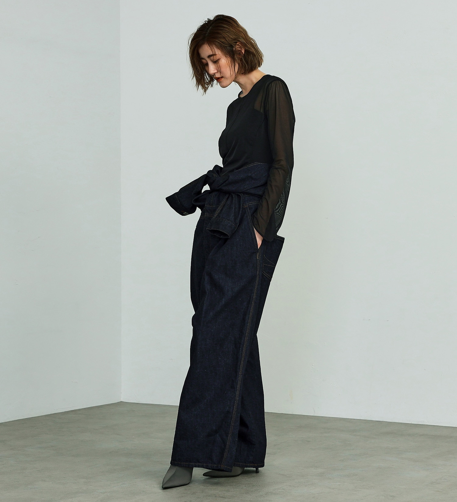 試着対象】atelier SOMETHING STAND COLLAR JUMP SUIT/スタンドカラー